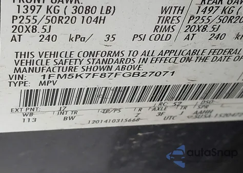 2015 Ford Explorer Limited from USA, damaged, VIN 1FM5K7F87FGB27071